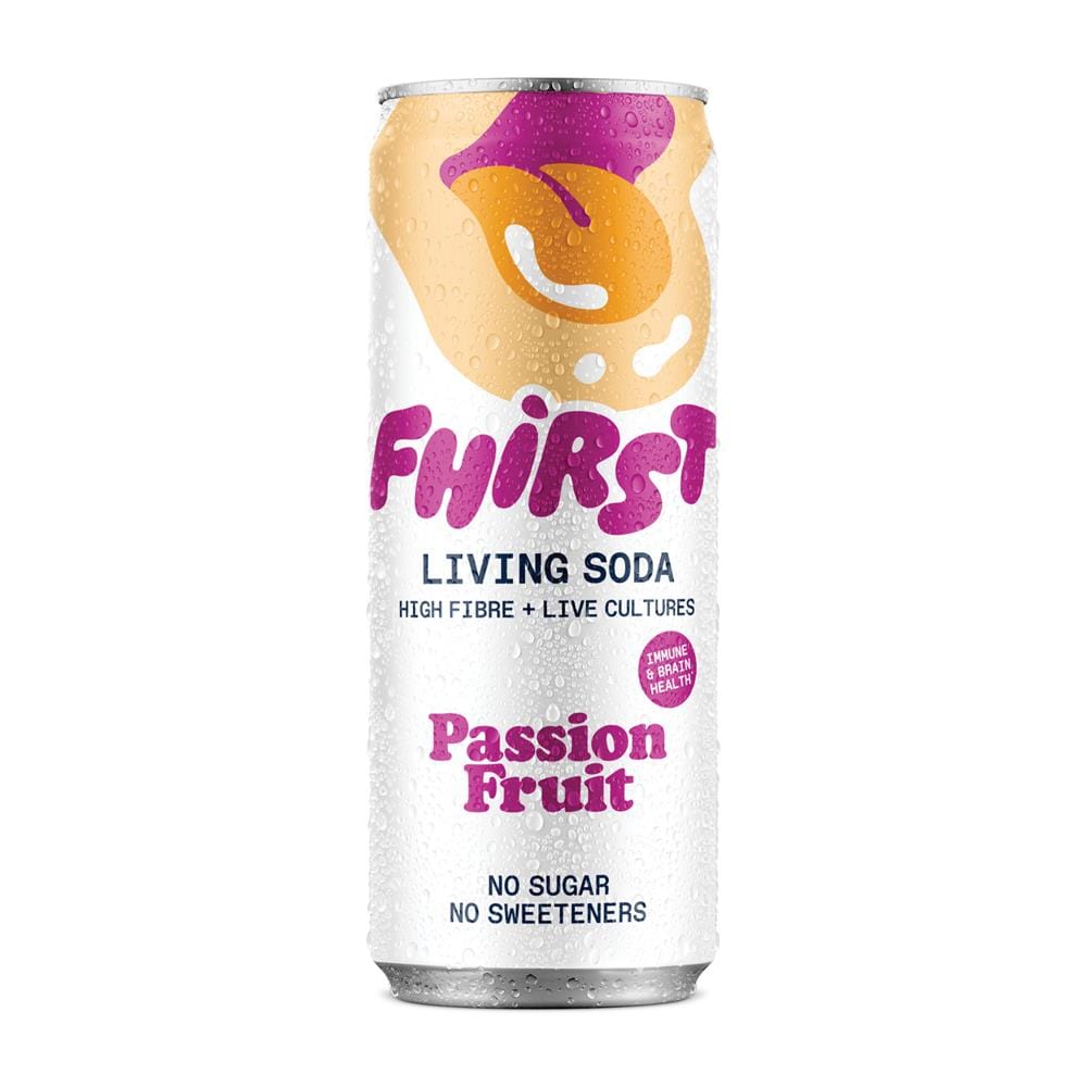 FHIRST Living Gut Soda Passion Fruit Probiotic + Prebiotic 330ml, FHIRST