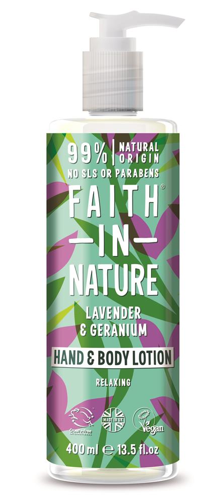 Lavender & Geranium Hand & Body Lotion 400ml, Faith in Nature