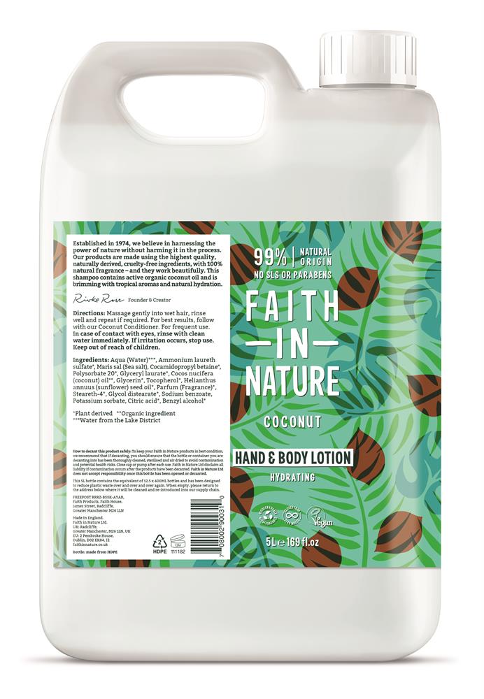 Coconut Hand & Body Lotion 5L, Faith in Nature