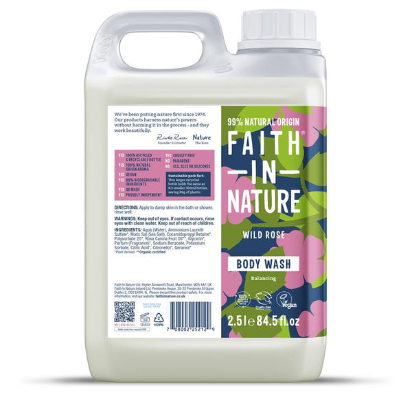 Wild Rose Body Wash 2.5ltr, Faith in Nature