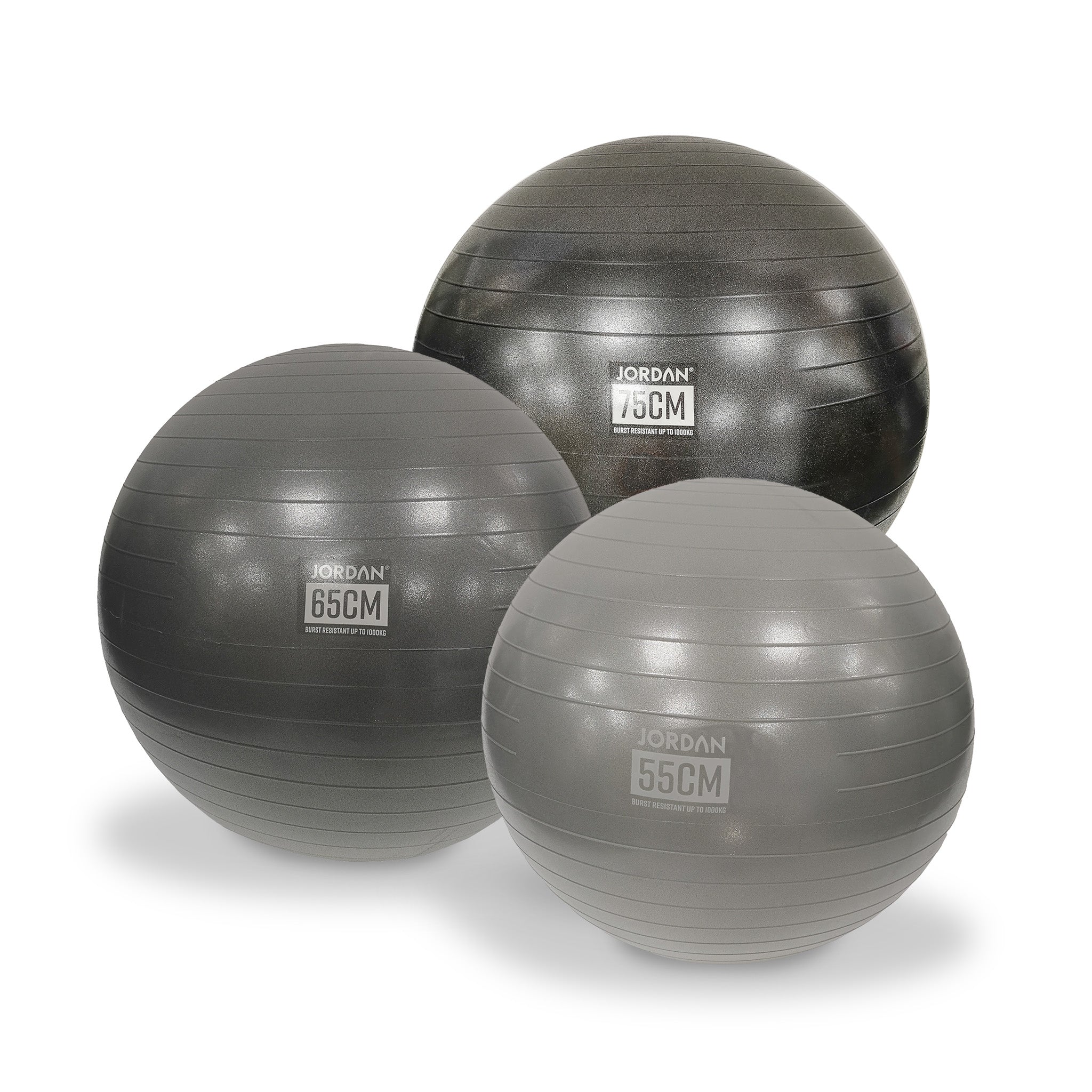 JORDAN 65cm Commercial Fit Ball (Charcoal) boxed with pump - Welzo