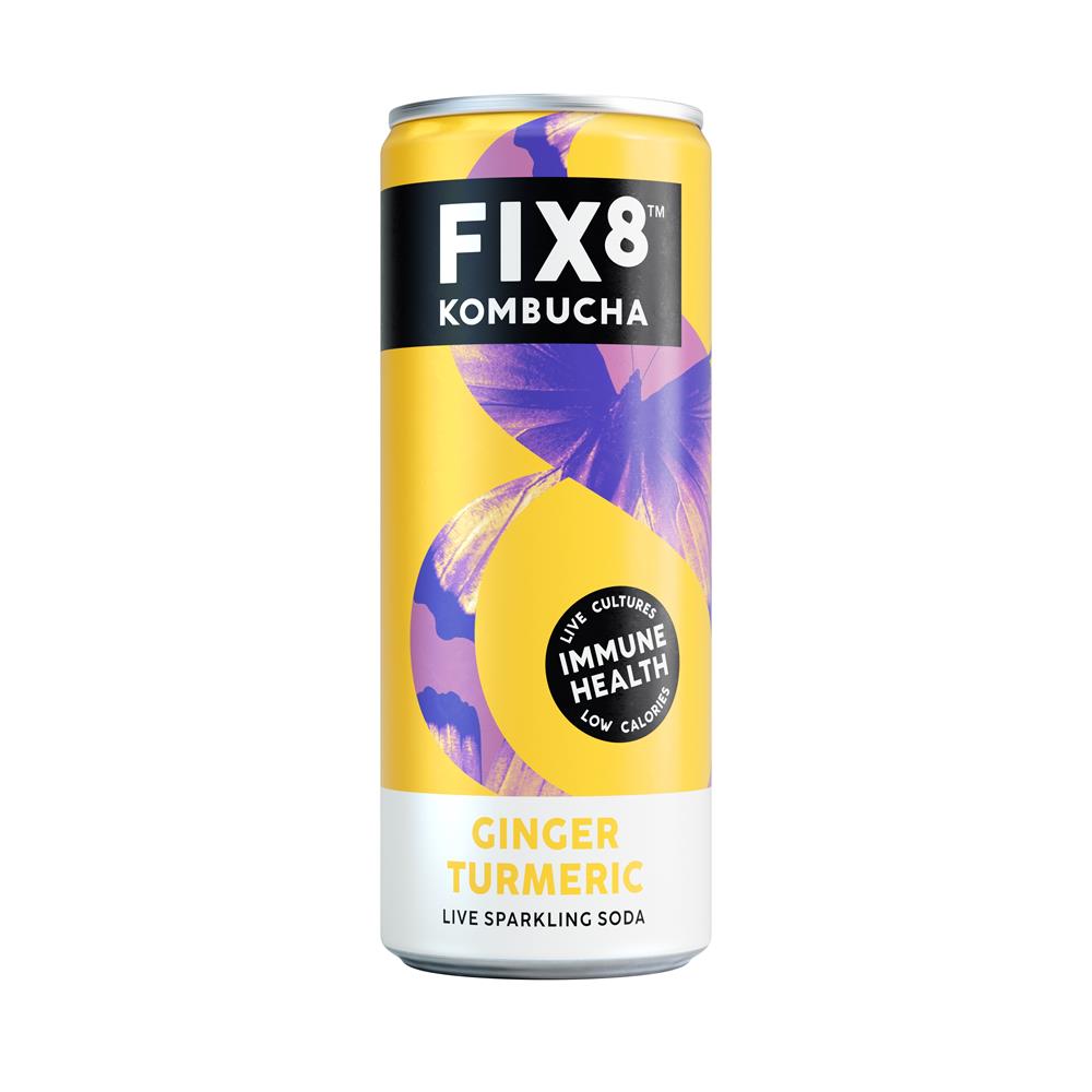 Fix8 Ginger Turmeric Kombucha with Vitamin C and Live Cultures, Fix8