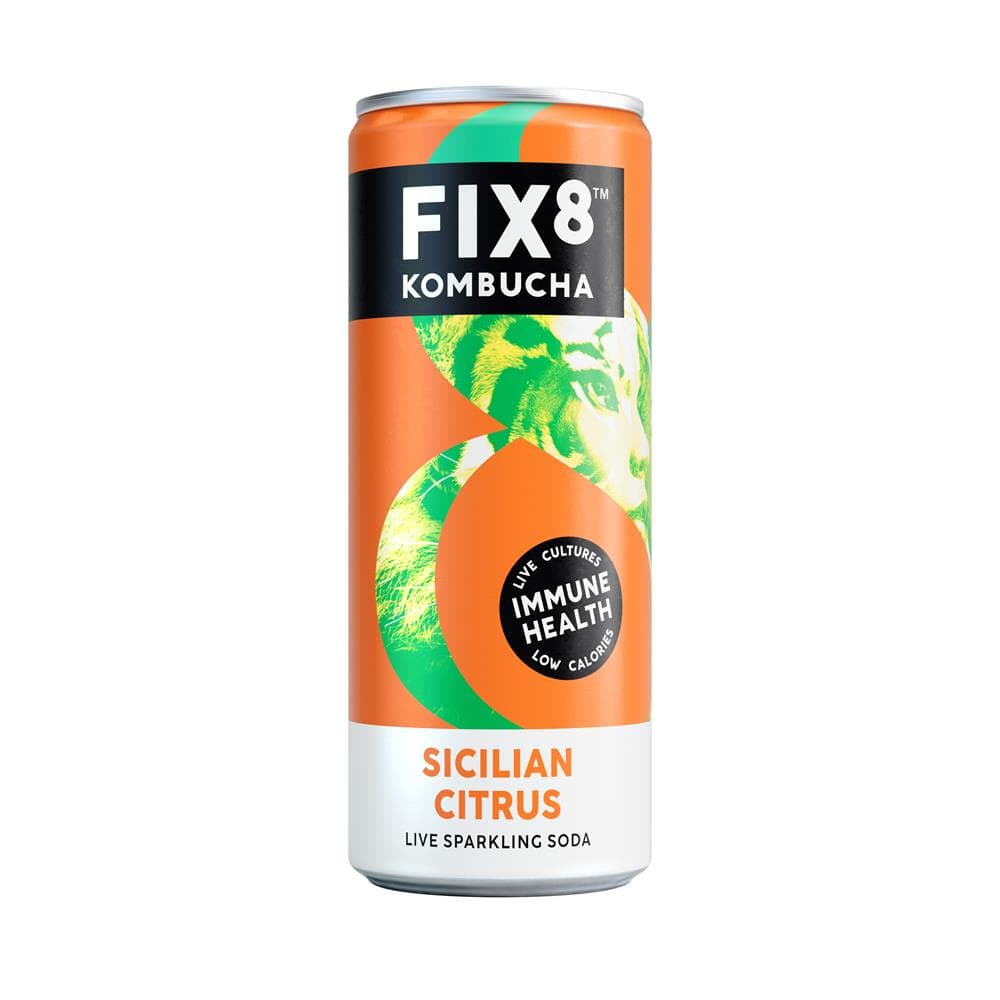 Fix8 Sicilian Citrus Kombucha w added Vitamin C and Live Cultures, Fix8