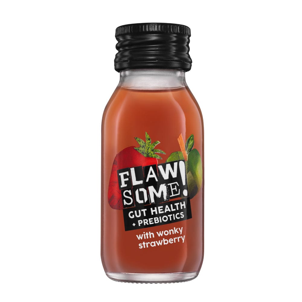 Gut Health Strawberry + Prebiotic Health Shot Glass 60ml, Flawsome!