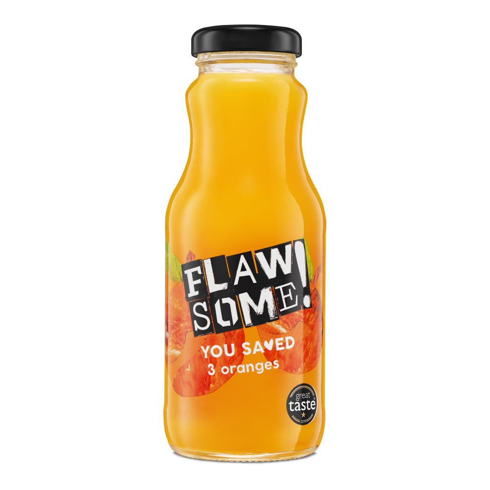 Orange cold-pressed Juice Glass 250ml, Flawsome!