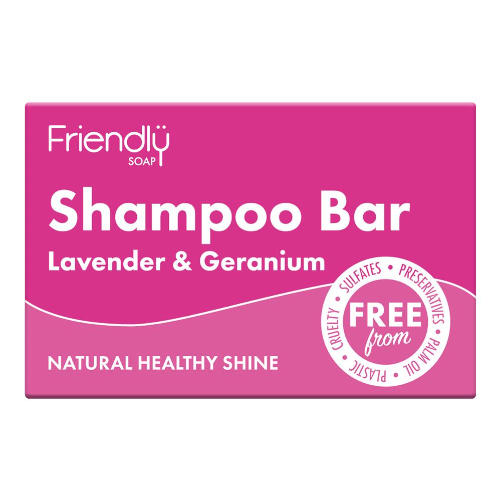 Natural Shampoo Bar - Lavender & Geranium 95g, Friendly Soap