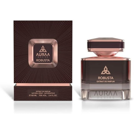 Robusta Extrait De Perfume 100ml by Auraa Desire Woody Powdery Fresh Fragrance for Men - Bergamot Almond Rhubarb Scents Long Lasting Eau de Parfum