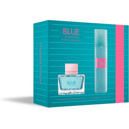 Banderas Perfumes Blue Seduction Woman Gift Set EDT 80ml Deodorant 150ml Long Lasting Fresh Casual Feminine Fragrance Floral Aquatic Notes Ideal for Day Wear