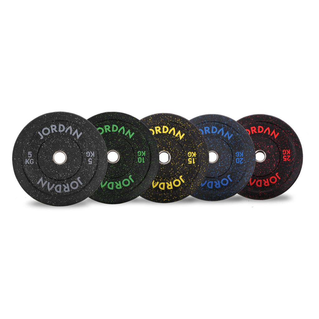 JORDAN 150kg Black Rubber Bumper Plate Set - 2x5kg, 2x10kg, 2x15kg, 2x20kg, 2x25kg - Welzo