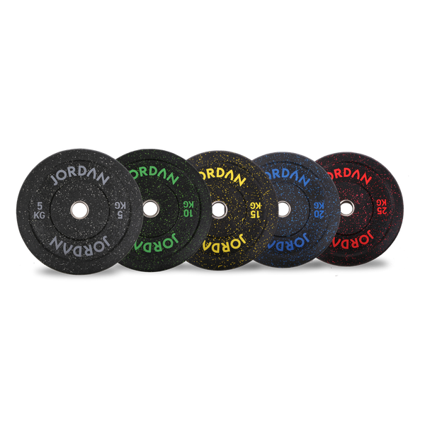 JORDAN 150kg Black Rubber Bumper Plate Set - 2x5kg, 2x10kg, 2x15kg, 2x20kg, 2x25kg - Welzo