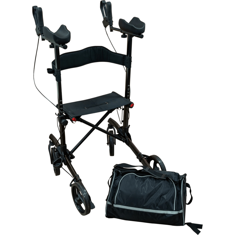 Aidapt Forearm Rollator Walker with Arm Troughs, 8" Wheels & Shopping Bag – Lightweight Folding Mobility Aid