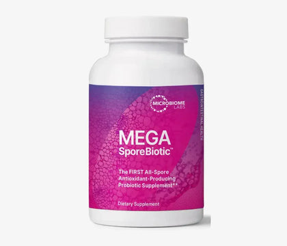 Microbiome Labs MegaSporeBiotic 60 capsules shelf stable Bacillus spore probiotic, UK stockist Welzo