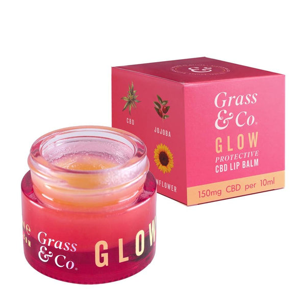 Grass & Co. GLOW Protective 150mg CBD Lip Balm 10ml, Grass and Co