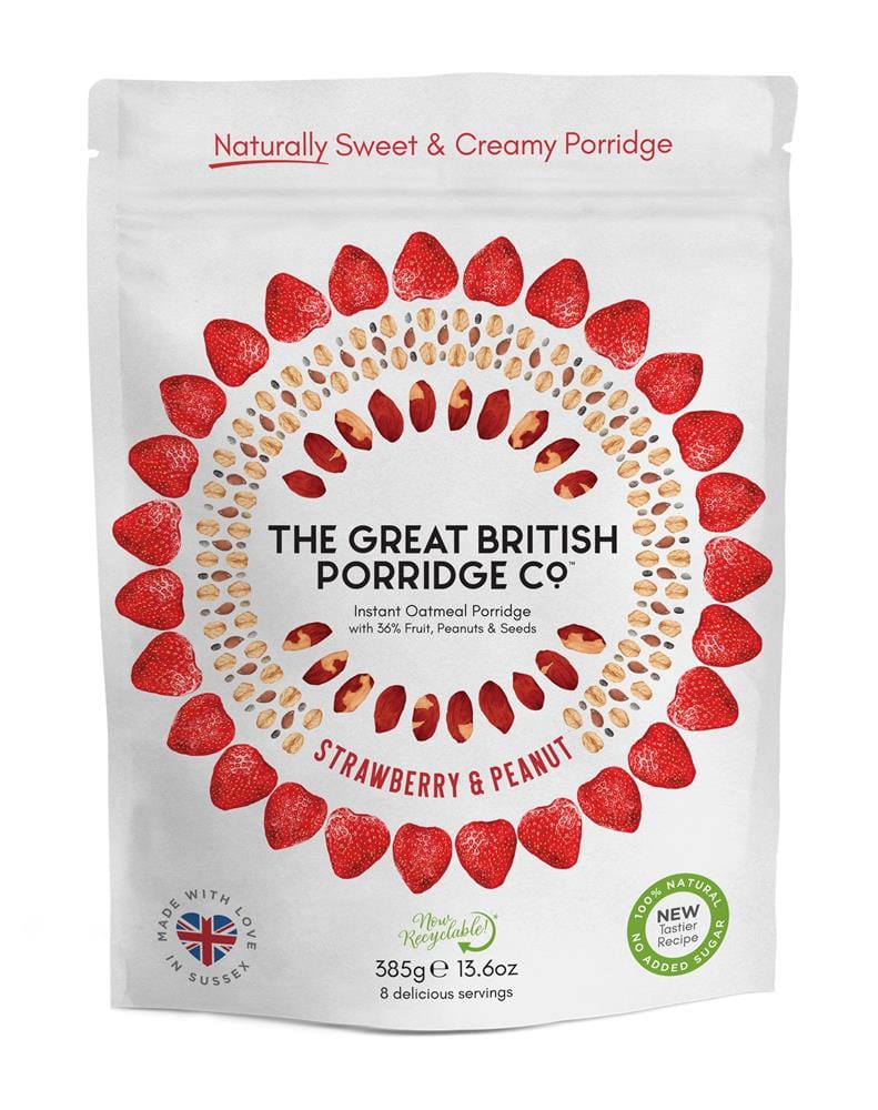 Strawberry & Peanut Butter Porridge 385g, The Great British Porridge Com