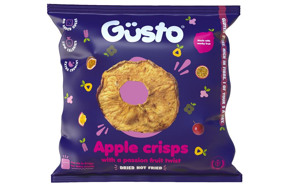 Air-Dried Wonky Apple Crisps with Mango & Passion Fruits 20g, Gusto Snacks