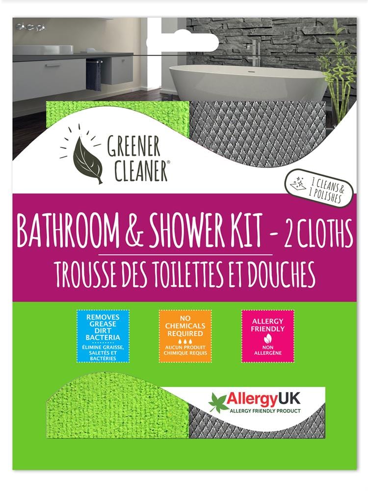 Bathroom & Shower Kit (2 Cloths), Greener Cleaner