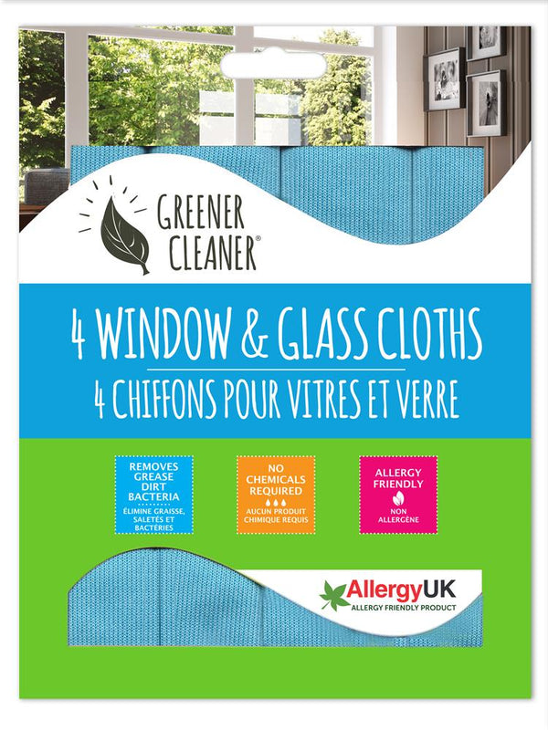 Window & Class Cloth (4 Pack Cloths), Greener Cleaner