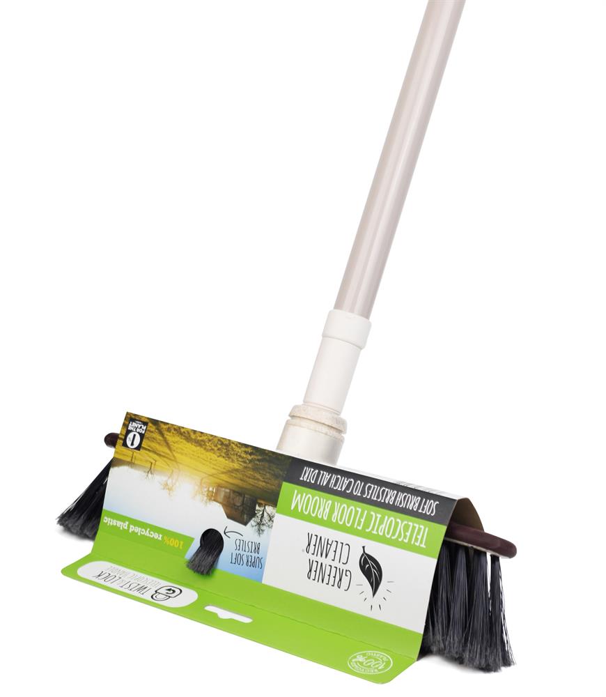 Telescopic Floor Broom Cream 1 Unit, Greener Cleaner