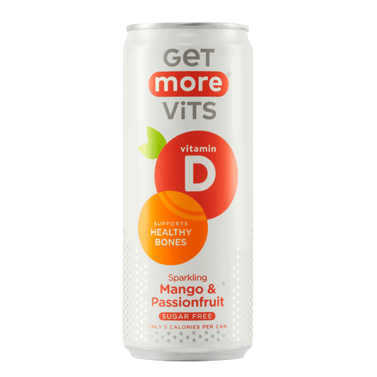 Get More Vits Vit D Can 12x330ml Sparkling Mango & Passionfruit