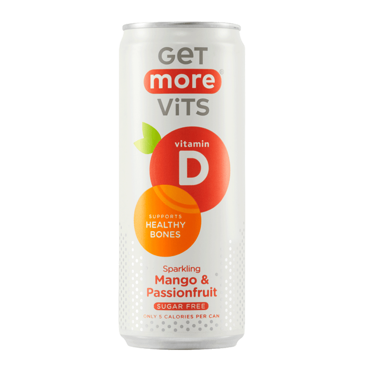 Get More Vits Vit D Can 12x330ml Sparkling Mango & Passionfruit