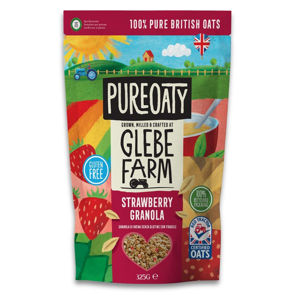 Gluten Free PureOaty Strawberry Granola 325g, Glebe Farm