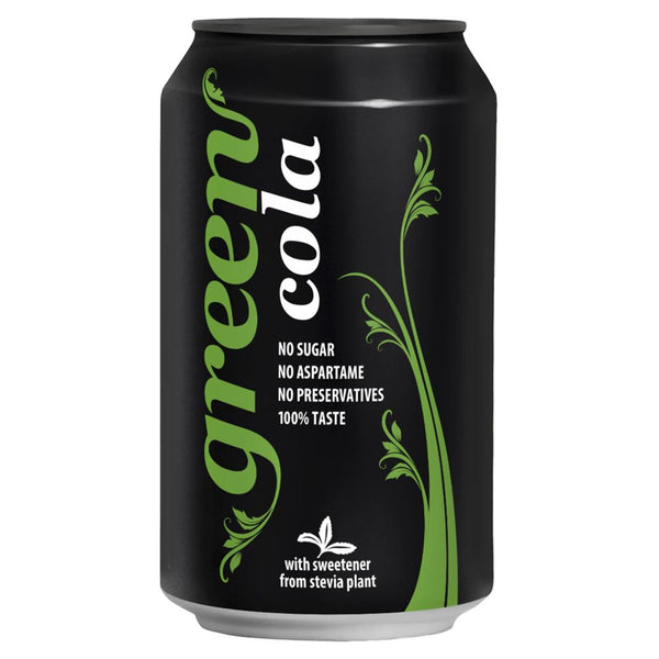 Green Cola 330ml Can - No calorie stevia sweetened cola, Green Cola