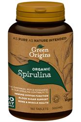 Organic Spirulina 500mg 180 Tablets, Green Origins