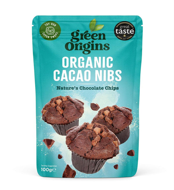 Organic Cacao Nibs (Raw) 100g, Green Origins