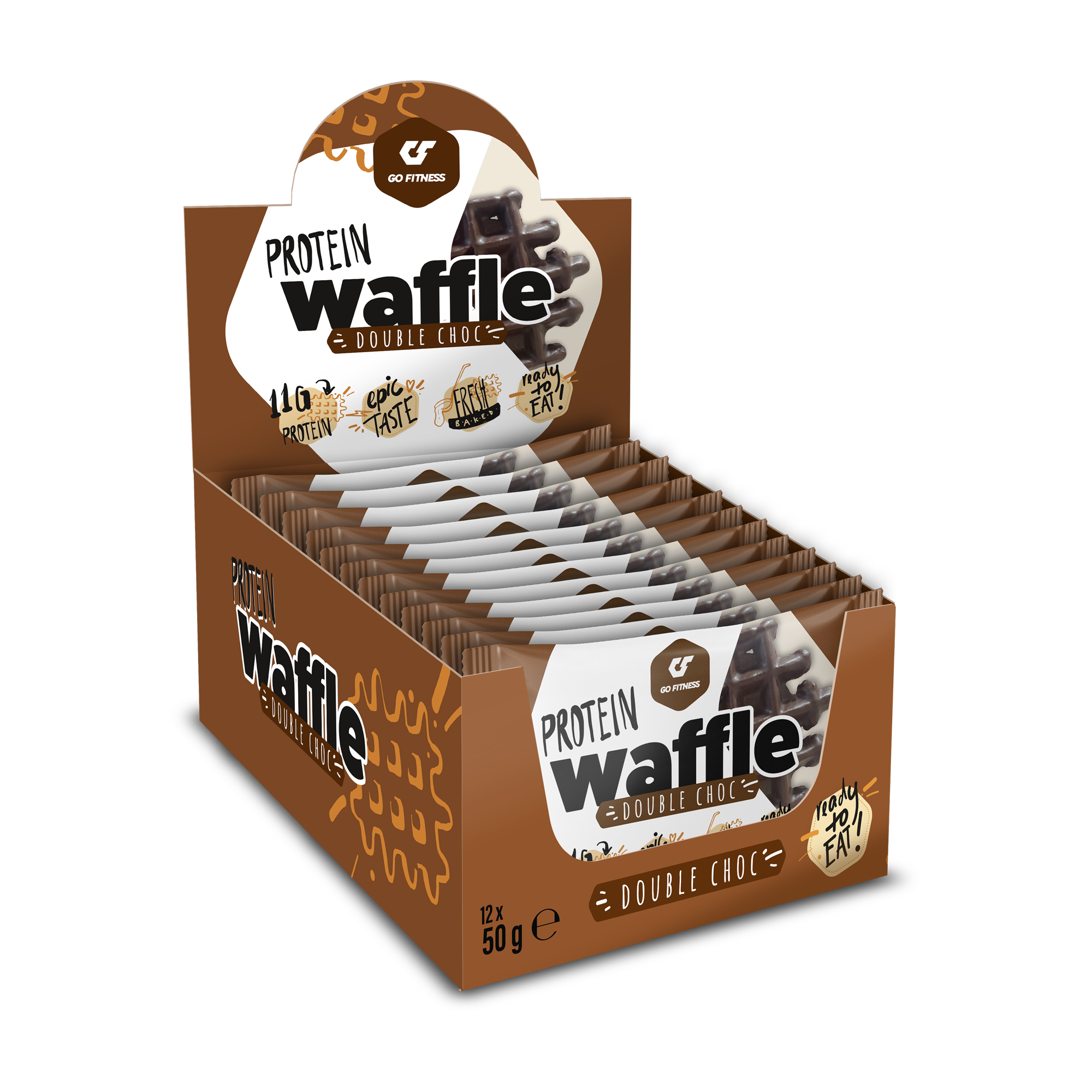 Go Fitness Protein Waffle 12x50g Double Chocolate