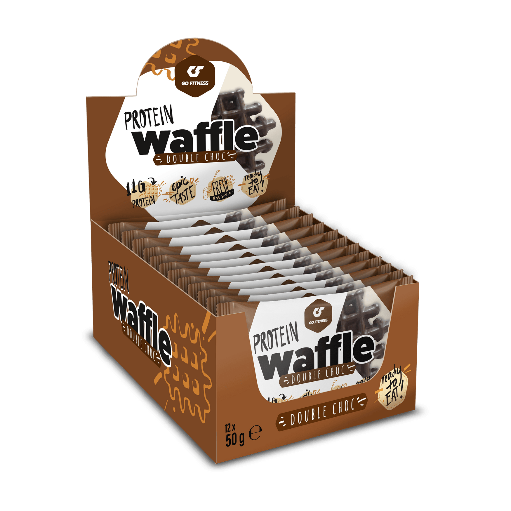 Go Fitness Protein Waffle 12x50g Double Chocolate