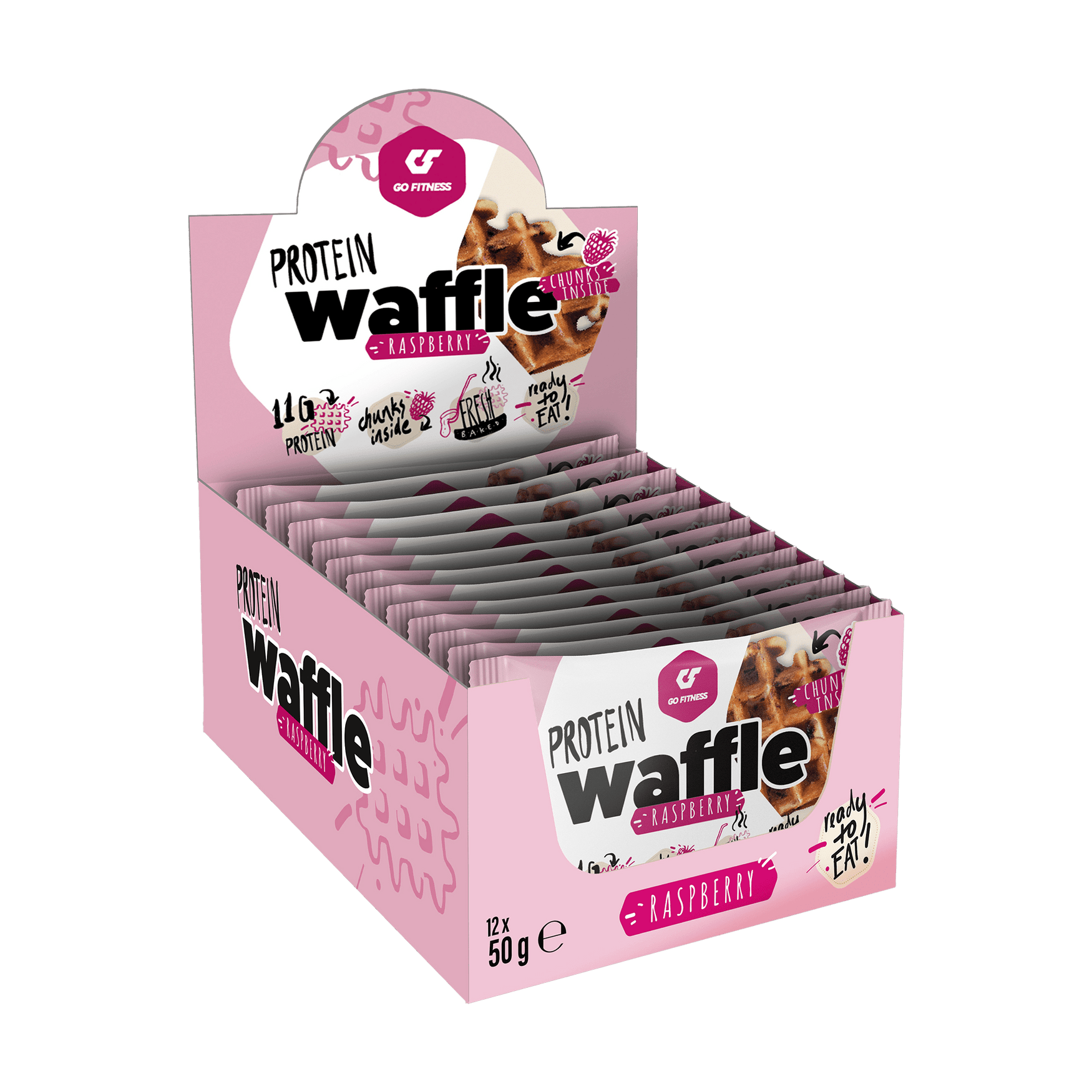 Go Fitness Protein Waffle 12x50g Raspberry