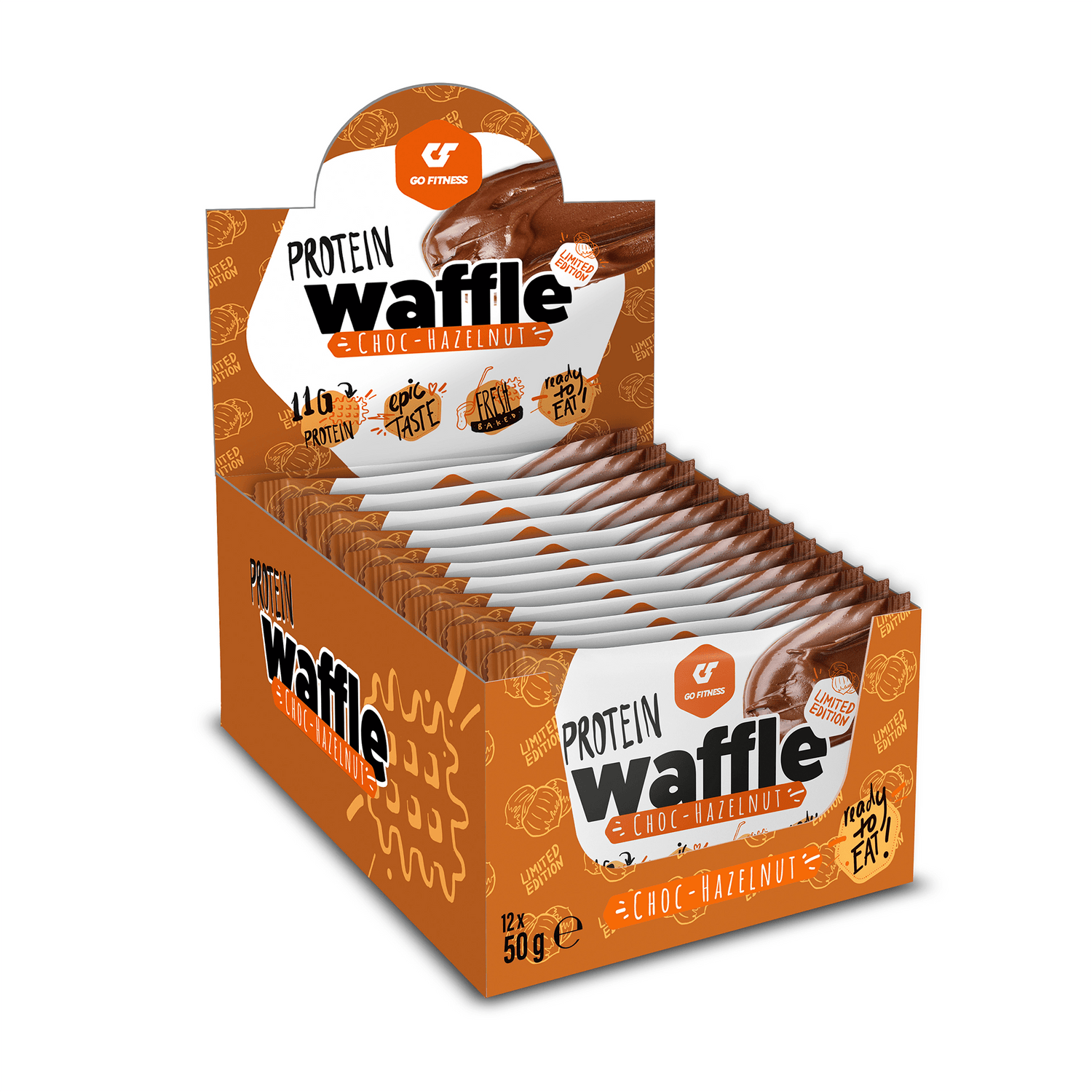 Go Fitness Protein Waffle 12x50g Chocolate Hazelnut