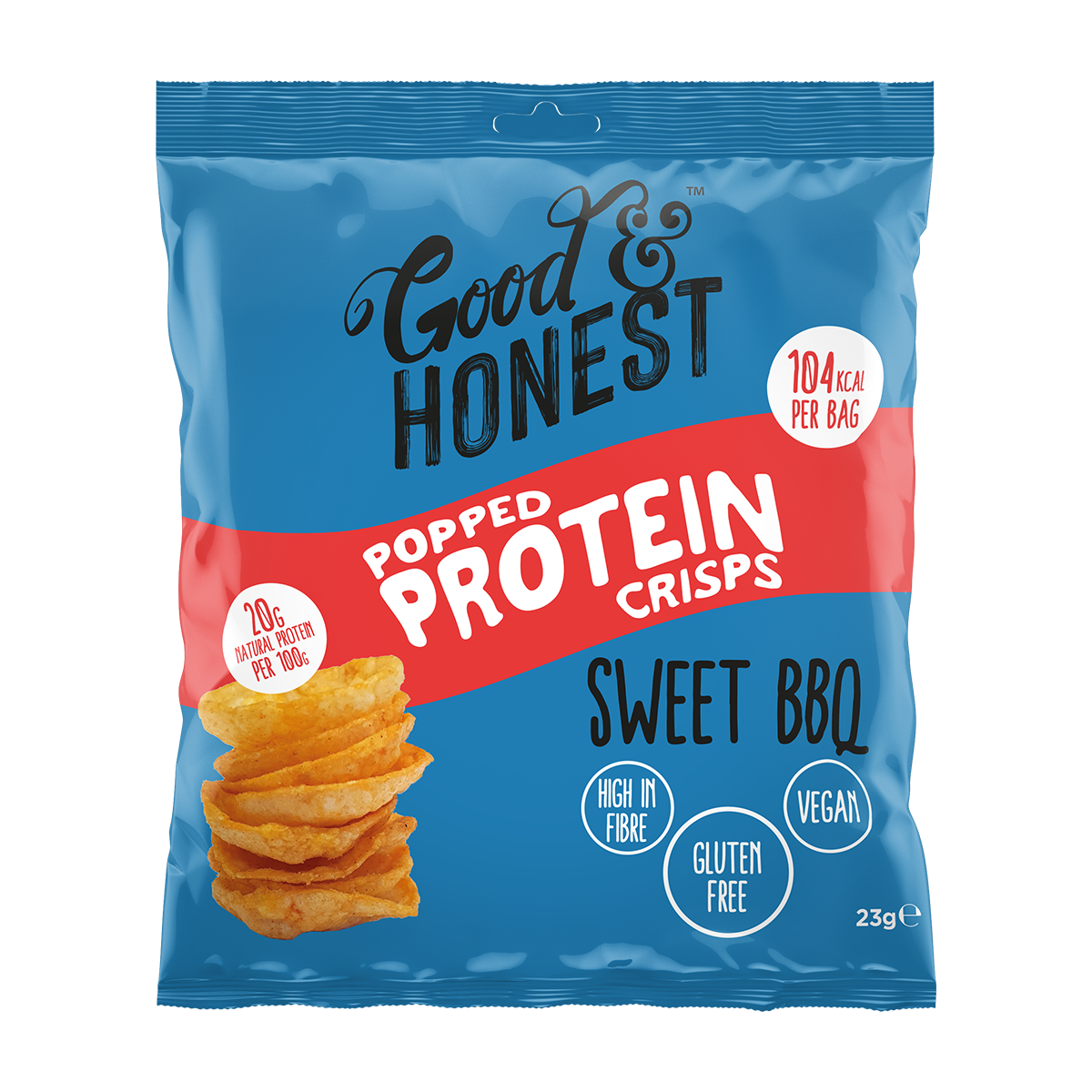 Good & Honest Popped Protein Crisps 24x23g Sweet BBQ