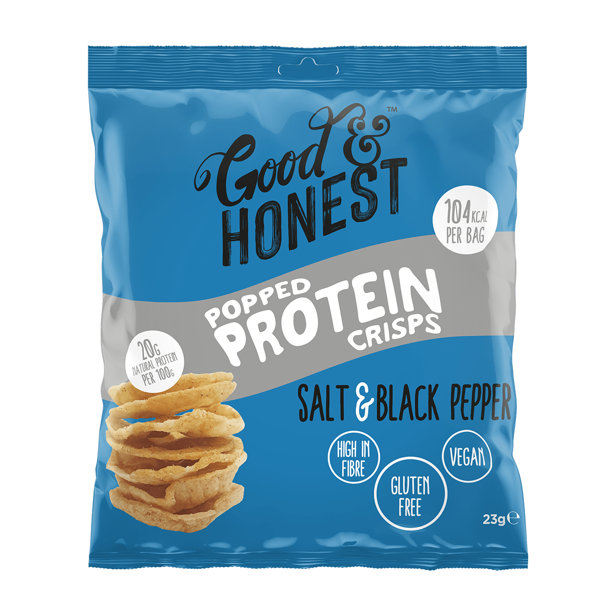 Good & Honest Popped Protein Crisps 24x23g Salt & Pepper