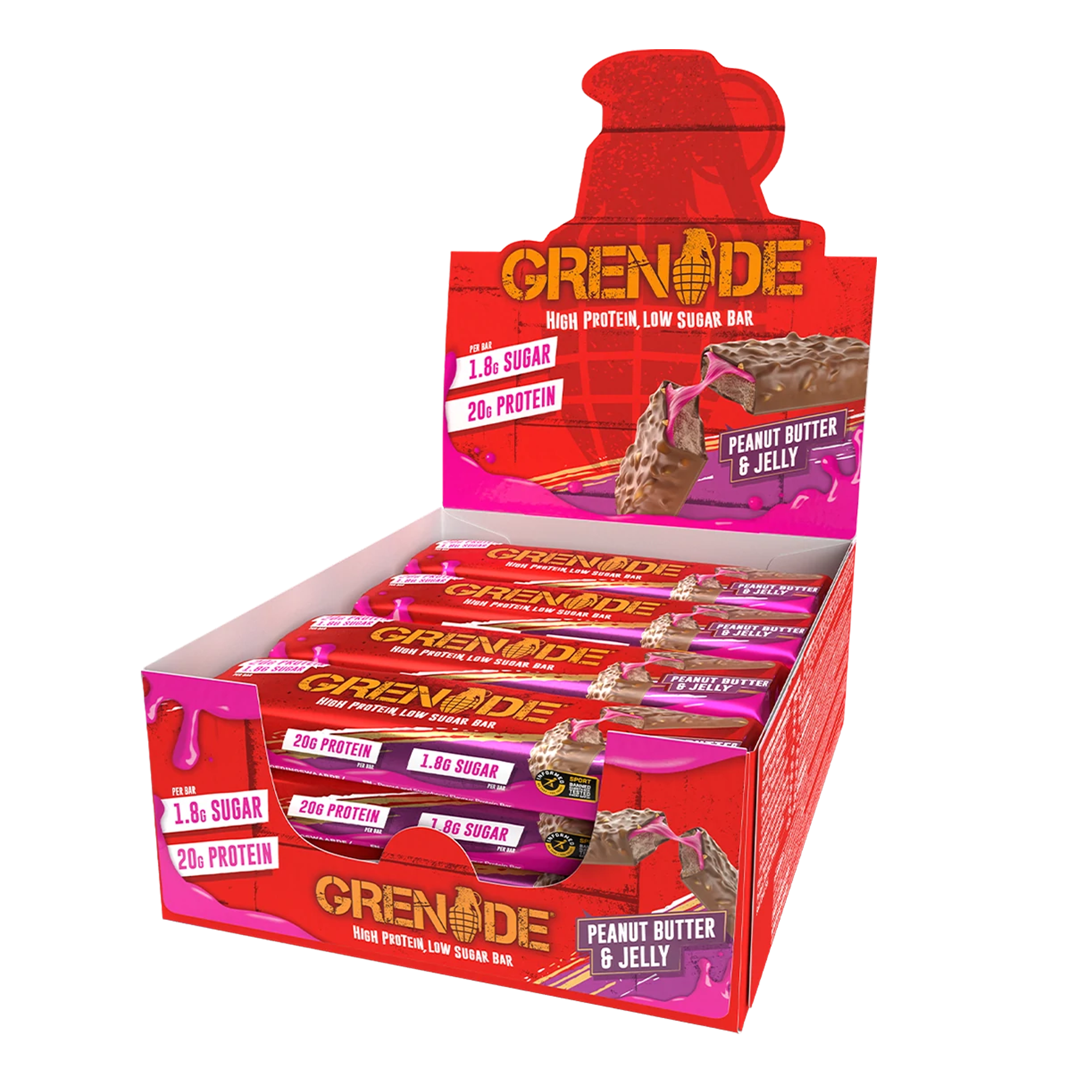 Grenade Protein Bar 12x60g Peanut Butter & Jelly