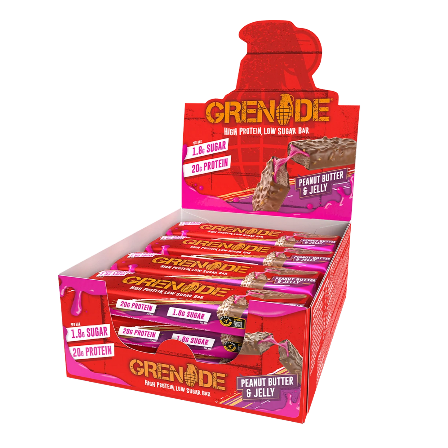 Grenade Protein Bar 12x60g Peanut Butter & Jelly