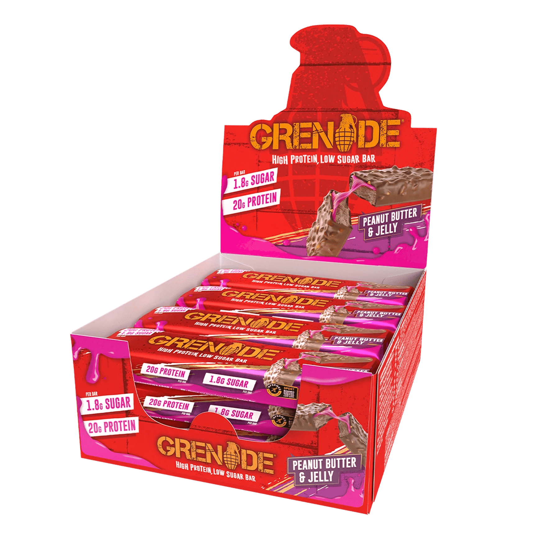 Grenade Protein Bar 12x60g Peanut Butter & Jelly