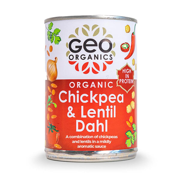 Cans - Organic Chick Pea & Lentil Dahl 400g, Geo Organics