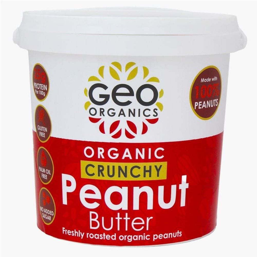 Peanut Butter - 100% Organic Peanut Butter Crunchy 1000g, Geo Organics