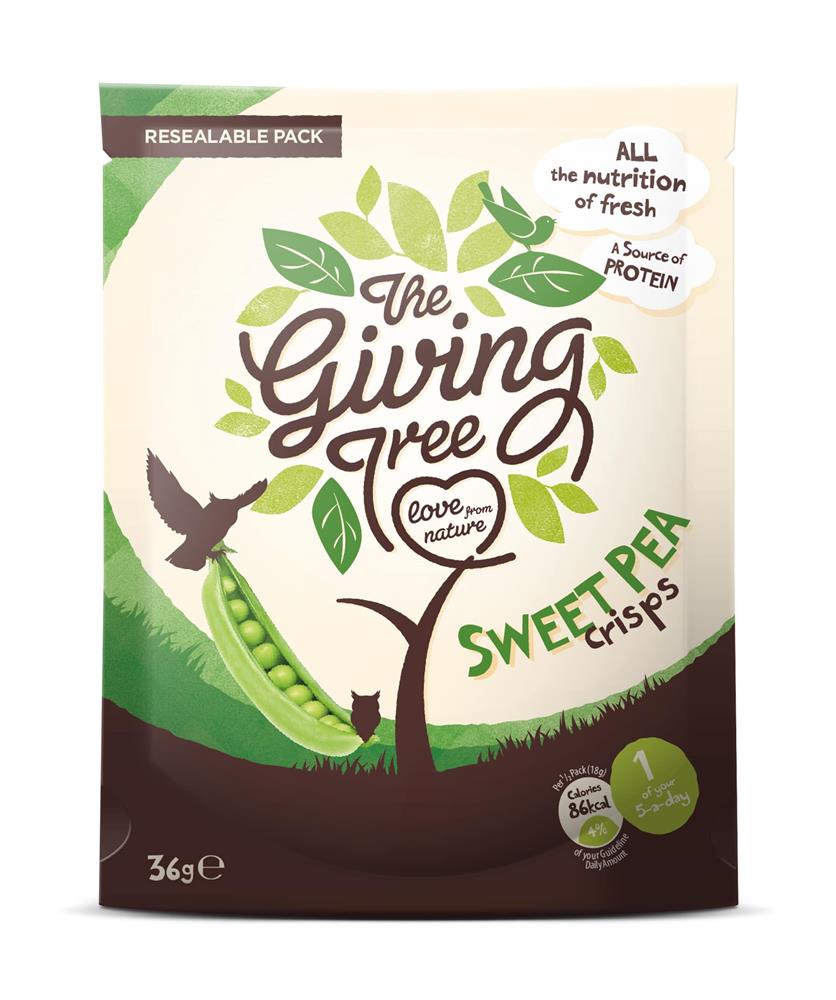 Vacuum Fried Sweet Pea Crisps 36g, Giving Tree Snacks