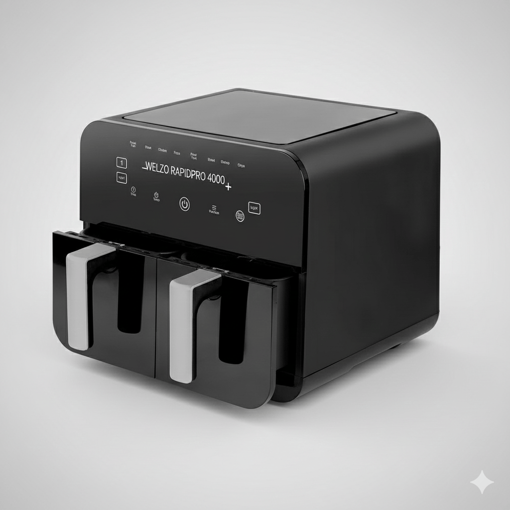 Welzo RapidPro 2000 XL zračna friteza od 10L – pametni zaslon osjetljiv na dodir, 8 unaprijed postavljenih postavki kuhanja, kuhanje s malo masnoće