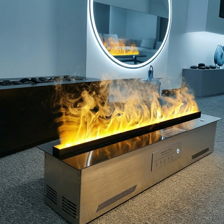 Caminetto elettrico a vapore acqueo Welzo 3D – Effetto fiamma LED multicolore