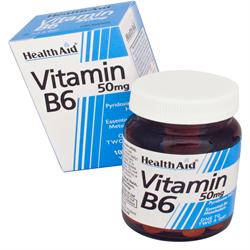 Vitamin B6 (Pyridoxine HCl) 50mg - 100 Tablets, HealthAid