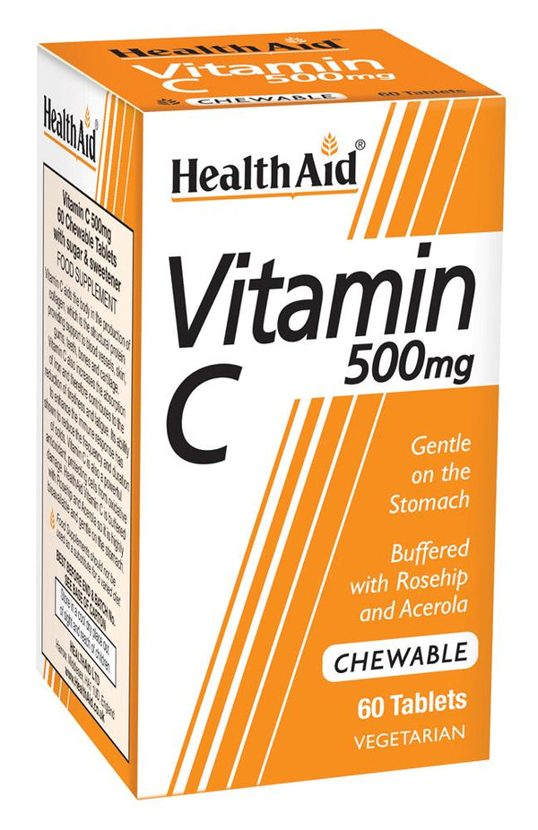 Vitamin C 500mg  - Chewable (Orange Flavour) - 60 Tablets, HealthAid