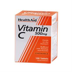 Vitamin C 500mg - Chewable (Orange Flavour) - 100 Tablets, HealthAid