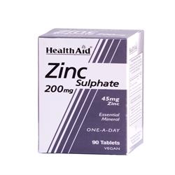 Zinc Sulphate 200mg (45mg elemental Zinc) - 90 Tablets, HealthAid