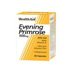 Evening Primrose Oil 500mg + Vitamin E Capsules 30's, HealthAid