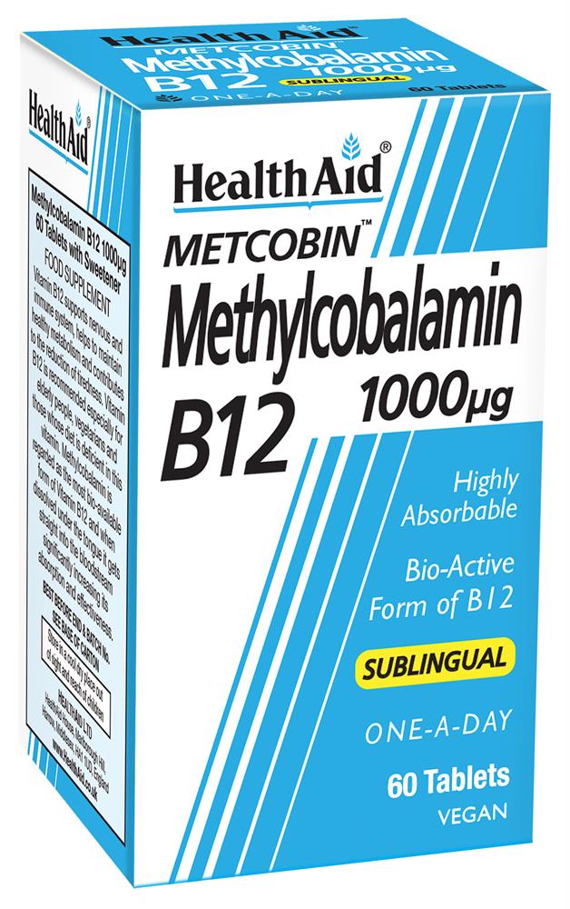 Methylcobalamin 1000mcg B12 - 60 Tablets, HealthAid