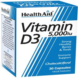 Vitamin D3 5000iu - 30 Vegicaps, HealthAid