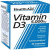 Vitamin D3 5000iu - 30 Vegicaps, HealthAid